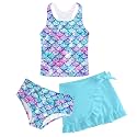 Girls Swimsuits 3 Piece Tankini Bathing Suit Set Cute Bikini Swimwear 5-16Y