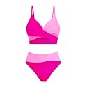 Girls Swimsuits Bikini Color Block Criss Cross V Neck Cute Swim Two Piece Bathing Suits