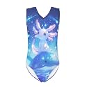 Girls Swimsuits Size 3-14 Kids Summer Sleeveless One Piece Bathing Suit Beach V-Neck