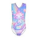 Girls Swimsuits Size 3-14 Kids Summer Sleeveless One Piece Bathing Suit Beach V-Neck