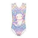 Girls Swimsuits Size 3-14 Kids Summer Sleeveless One Piece Bathing Suit Beach V-Neck