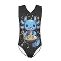 Girls Swimsuits Size 3-14 Kids Summer Sleeveless One Piece Bathing Suit Beach V-Neck