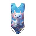 Girls Swimsuits Size 3-14 Kids Summer Sleeveless One Piece Bathing Suit Beach V-Neck