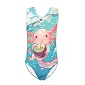Girls Swimsuits Size 3-14 Kids Summer Sleeveless One Piece Bathing Suit Beach V-Neck