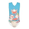 Girls Swimsuits Size 3-14 Kids Summer Sleeveless One Piece Bathing Suit Beach V-Neck