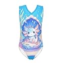 Girls Swimsuits Size 3-14 Kids Summer Sleeveless One Piece Bathing Suit Beach V-Neck