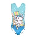 Girls Swimsuits Size 3-14 Kids Summer Sleeveless One Piece Bathing Suit Beach V-Neck