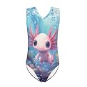 Girls Swimsuits Size 3-14 Kids Summer Sleeveless One Piece Bathing Suit Beach V-Neck