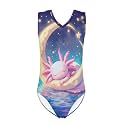 Girls Swimsuits Size 3-14 Kids Summer Sleeveless One Piece Bathing Suit Beach V-Neck