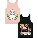 Girls Tank Tops Soft Pure Combed Cotton Tagless Cute Design 2-Pack 2T-16Y