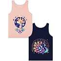 Girls Tank Tops Soft Pure Combed Cotton Tagless Cute Design 2-Pack 2T-16Y