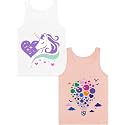 Girls Tank Tops Soft Pure Combed Cotton Tagless Cute Design 2-Pack 2T-16Y