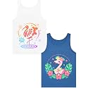 Girls Tank Tops Soft Pure Combed Cotton Tagless Cute Design 2-Pack 2T-16Y