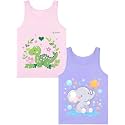 Girls Tank Tops Soft Pure Combed Cotton Tagless Cute Design 2-Pack 2T-16Y