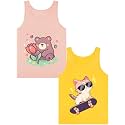 Girls Tank Tops Soft Pure Combed Cotton Tagless Cute Design 2-Pack 2T-16Y