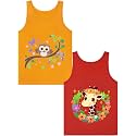 Girls Tank Tops Soft Pure Combed Cotton Tagless Cute Design 2-Pack 2T-16Y