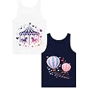 Girls Tank Tops Soft Pure Combed Cotton Tagless Cute Design 2-Pack 2T-16Y