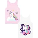 Girls Tank Tops Soft Pure Combed Cotton Tagless Cute Design 2-Pack 2T-16Y