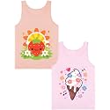 Girls Tank Tops Soft Pure Combed Cotton Tagless Cute Design 2-Pack 2T-16Y