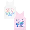 Girls Tank Tops Soft Pure Combed Cotton Tagless Cute Design 2-Pack 2T-16Y