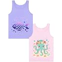 Girls Tank Tops Soft Pure Combed Cotton Tagless Cute Design 2-Pack 2T-16Y
