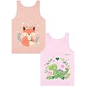 Girls Tank Tops Soft Pure Combed Cotton Tagless Cute Design 2-Pack 2T-16Y