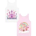 Girls Tank Tops Soft Pure Combed Cotton Tagless Cute Design 2-Pack 2T-16Y