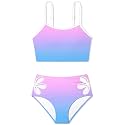 Girls Tankini Swimsuit 2 Piece Bathing Suit Twist Cross Back Cutout Swim Tank Top Floral Print Swimwear for 7-18Y