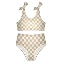 Girls Tankini Swimsuit Bathing Suit Two Piece Bikini Summer Beach Swimwear with Adjustable Strap 3-12 Years Solid Color