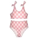 Girls Tankini Swimsuit Bathing Suit Two Piece Bikini Summer Beach Swimwear with Adjustable Strap 3-12 Years Solid Color