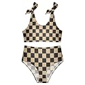 Girls Tankini Swimsuit Bathing Suit Two Piece Bikini Summer Beach Swimwear with Adjustable Strap 3-12 Years Solid Color