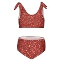 Girls Tankini Swimsuit Bathing Suit Two Piece Bikini Summer Beach Swimwear with Adjustable Strap 3-12 Years Solid Color