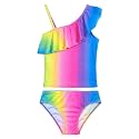 Girls Tankini Swimsuit Two Piece Bathing Suit Colorful Toddler Kids Ruffle Swimwear Adjustable Strap Summer Beach