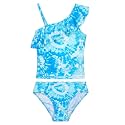 Girls Tankini Swimsuit Two Piece Bathing Suit Colorful Toddler Kids Ruffle Swimwear Adjustable Strap Summer Beach