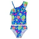 Girls Tankini Swimsuit Two Piece Bathing Suit Colorful Toddler Kids Ruffle Swimwear Adjustable Strap Summer Beach