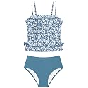 Girls Tankini Swimsuits Two Piece Bathing Suit Drawstring Swimwear Set for Girls 7-18 Years