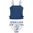 Girls Tankini Swimsuits Two Piece Bathing Suit Drawstring Swimwear Set for Girls 7-18 Years