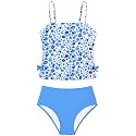 Girls Tankini Swimsuits Two Piece Bathing Suit Drawstring Swimwear Set for Girls 7-18 Years