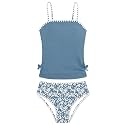 Girls Tankini Swimsuits Two Piece Bathing Suit Drawstring Swimwear Set for Girls 7-18 Years