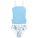 Girls Tankini Swimsuits Two Piece Bathing Suit Drawstring Swimwear Set for Girls 7-18 Years