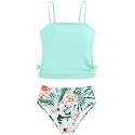 Girls Tankini Swimsuits Two Piece Bathing Suit Drawstring Swimwear Set for Girls 7-18 Years