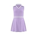Girls Tennis Dress Golf Outfit Sleeveless Athletic Dresses Polo V Neck Sport Skirt with Pockets 4-13Y