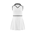 Girls Tennis Dress Golf Outfit Sleeveless Athletic Dresses Polo V Neck Sport Skirt with Pockets 4-13Y
