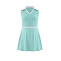 Girls Tennis Dress Golf Outfit Sleeveless Athletic Dresses Polo V Neck Sport Skirt with Pockets 4-13Y