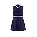 Girls Tennis Dress Golf Outfit Sleeveless Athletic Dresses Polo V Neck Sport Skirt with Pockets 4-13Y