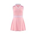 Girls Tennis Dress Golf Outfit Sleeveless Athletic Dresses Polo V Neck Sport Skirt with Pockets 4-13Y