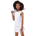 Girls Tennis Golf Dress Outfit Sleeveless Tank Top and Skorts Sets Sport Skirt with Shorts Pockets 3-12Y
