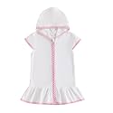 Girls Terry Cloth Swim Cover Up Zip Up Hooded Bathing Suit Coverup Wraps Rufled Kids Pool Beach Robe Cover-Up Dress