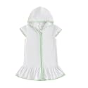 Girls Terry Cloth Swim Cover Up Zip Up Hooded Bathing Suit Coverup Wraps Rufled Kids Pool Beach Robe Cover-Up Dress