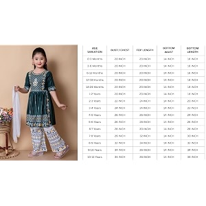 Girls Traditional Embroidered Kurta Palazzo Set Green
